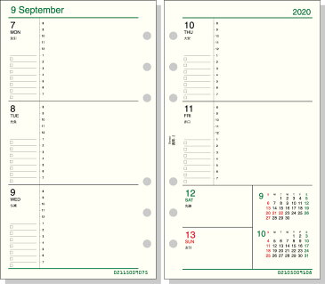 【メール便発送】レイメイ藤井 ダヴィンチ 手帳用リフィル 2020年 聖書サイズ 週間-2 見開き両面1週間 平日重視 DR2012 【代引不可】