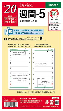 【メール便発送】レイメイ藤井 ダヴィンチ 手帳用リフィル 2020年 聖書サイズ 週間-5 見開き両面2週間 DR2015 【代引不可】