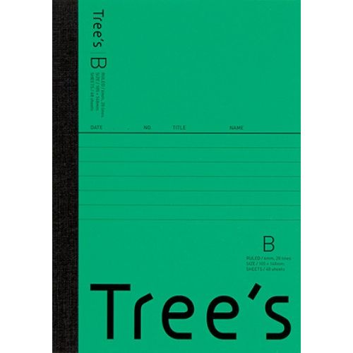 A6 Size - 【メール便発送】キョクトウ ノート Tree's A6 B罫 6mm横罫 48枚 グリーン UTRBA6G 【代引不可】