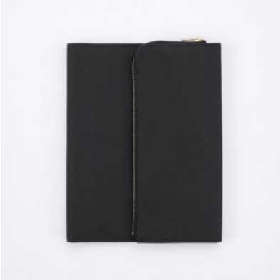 （まとめ買い）ダイゴー isshoni. ペンケース付手帳ノートカバー帆布 A5 ブラック N1881 〔2冊セット〕 【北海道・沖縄・離島配送不可】