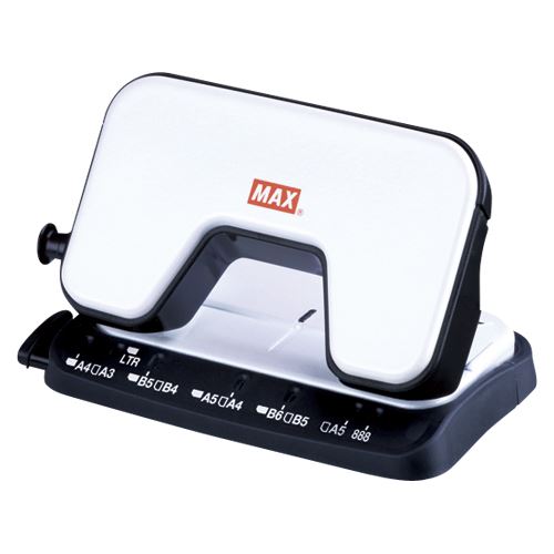 ●本体サイズ:H74×W125×D92mm、質量:212g●軽い力で15枚!●『中空刃+押し出し棒』機構●センタリングゲージ搭載●ハンドルを下げた状態でストッパを押すとロック、机の引き出しの中やカバンの中等コンパクトに収納が可能です。新設計、中空刃で軽く穴あけ！【特長】・新設計、中空刃で軽く穴あけできる穴あけパンチ！・これまでの2穴パンチでの穴あけは、紙をつぶしながら最後のタイミングで一気にちぎり切る、 刃構造で行なっていました。そのため、使用される方にとっては最後にガックンとくるような感覚の、 強い力が必要でした。「スクーバ」では、日本で初めて採用する「スライス中空刃＋ 押し出し棒」の組み合わせ穴あけ機構を新設計！ スライス中空刃で紙を1枚ずつ切り取りながら、刃内部の押し出し棒が上下し刃内に切りカスを、 取り込んで押し出す作用により、刃で紙を切るシャッキリとした新感覚が得られます。・人にやさしいハンドルデザインで力が入れやすくなっています。・見やすく精度の高いセンタリングゲージ。