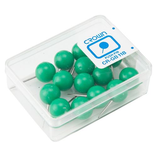 【メール便発送】クラウン マップ画鋲 15本 緑 CR-GB118-G 00003644【代引不可】