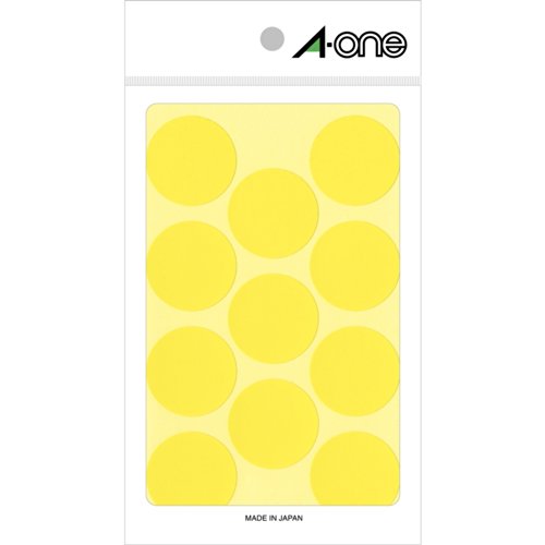 【メール便発送】 エーワン カラーラベル30mm丸 黄 07234 00787949 【代引不可】