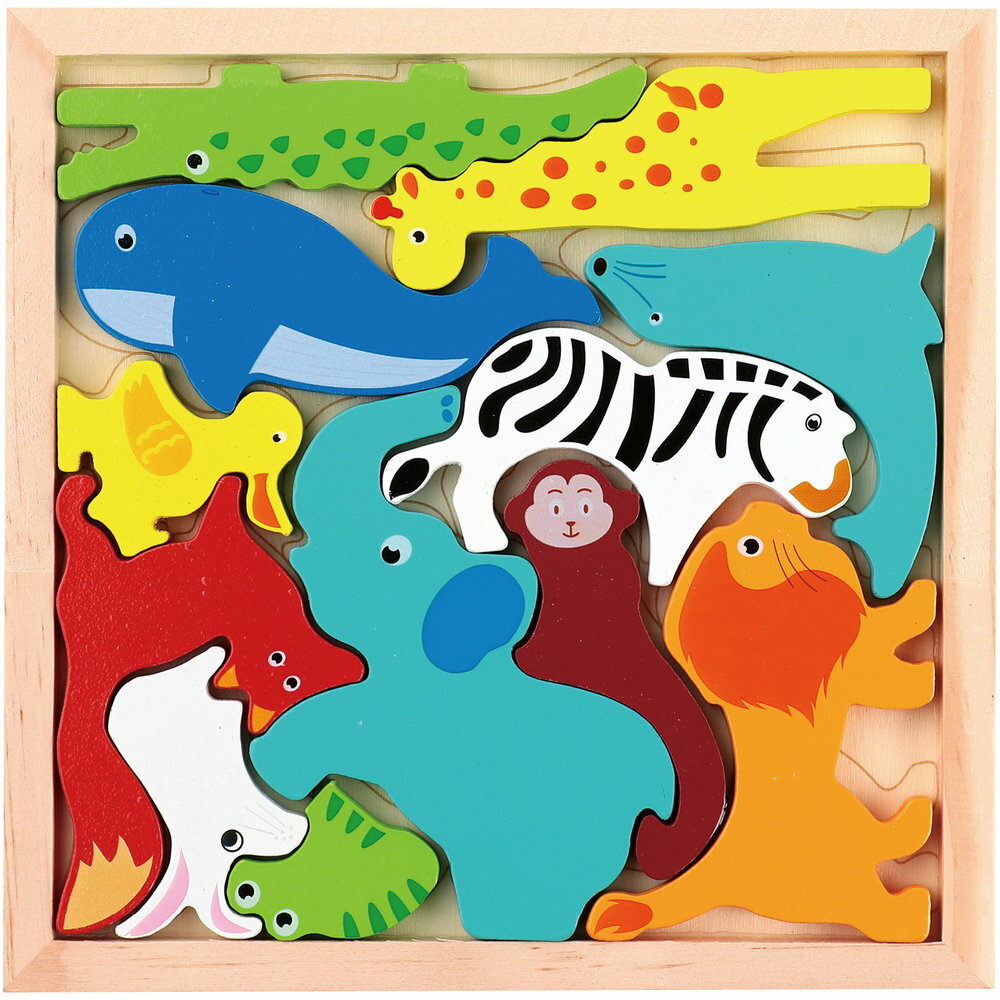 (Bulk purchase) Artec Wooden Square Puzzle Animals 22005 [x5 sets] [Toys/Educational Toys] [Shipping not available to Hokkaido, Okinawa, and remote islands]