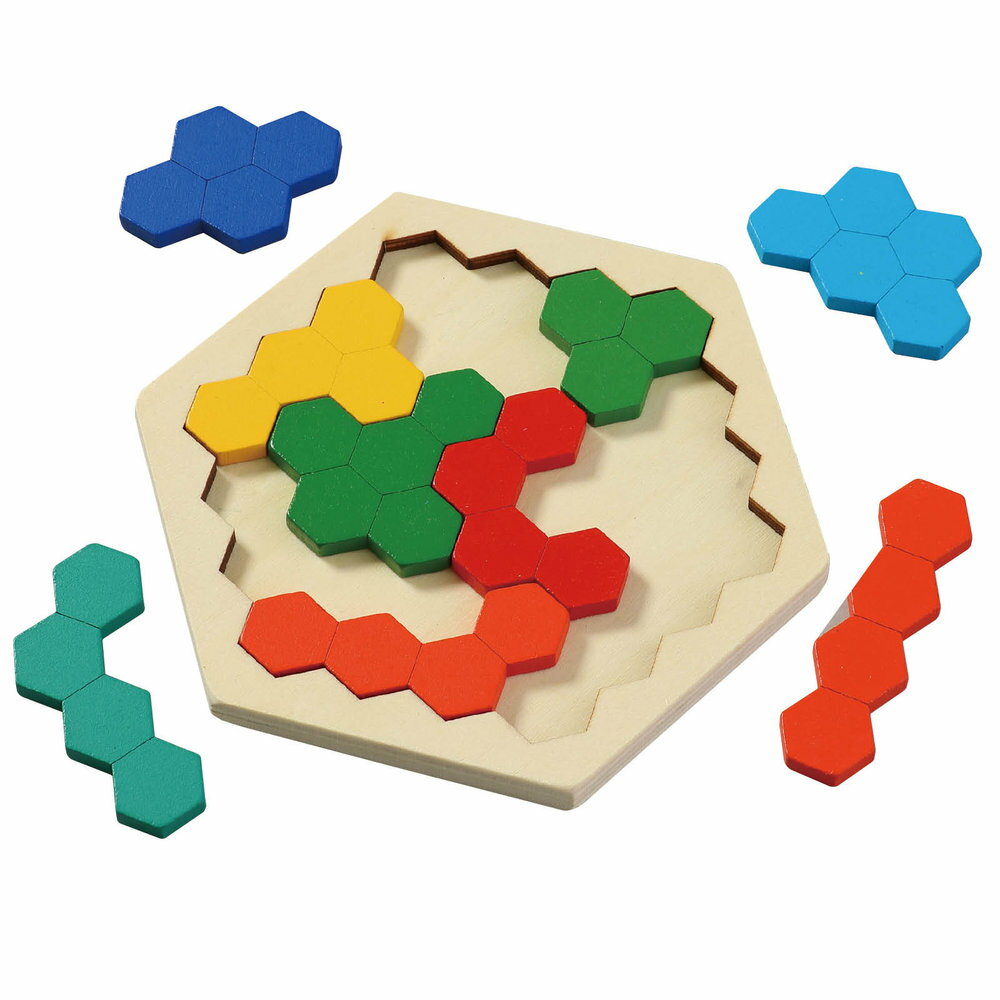 (Bulk purchase) Artec MiraTOY Wooden Hexagon Puzzle Vivid Color 22320 Ages 4 and up [x3 sets] [Toys/Educational Toys] [Shipping not available to Hokkaido, Okinawa, and remote islands]