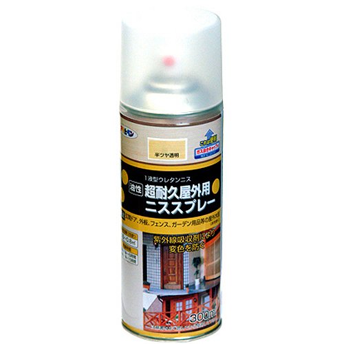 （まとめ買い）アサヒペン 油性超耐久屋外用ニススプレー 300ML 半ツヤ透明 〔3缶...