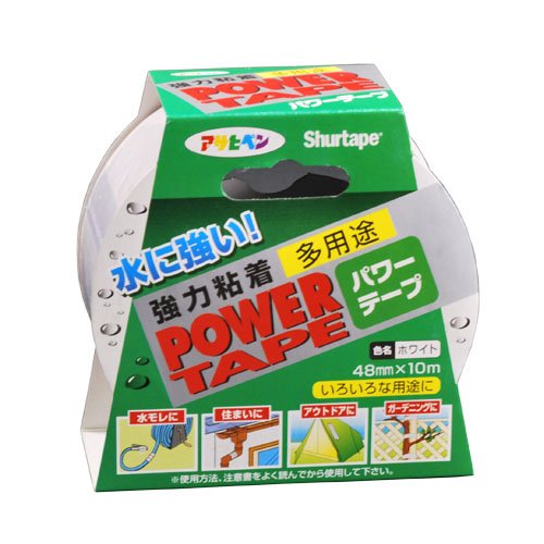 （まとめ買い）アサヒペン パワーテープ ホワイト 48mm×10m 〔×5〕【北海道・沖縄・離島配送不可】