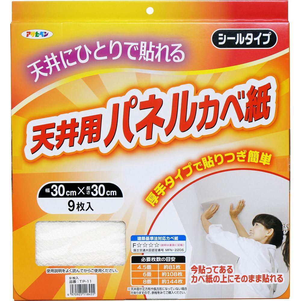 (まとめ買い)アサヒペン 厚手タイプ天井用パネルカベ紙 壁紙 TP-11 30×30cm 9枚入り 〔×3〕 【北海道・沖縄・離島配送不可】