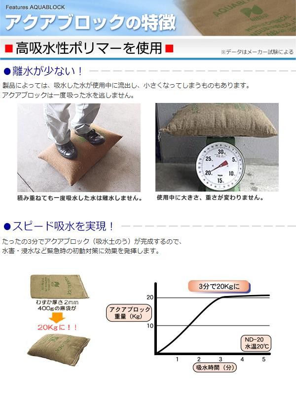 日水化学工業　防災用品　吸水性土のう　「アクアブロック」　NDシリーズ　再利用可能版(真水対応)　ND-20　20枚入り 【北海道・沖縄・離島配送不可】