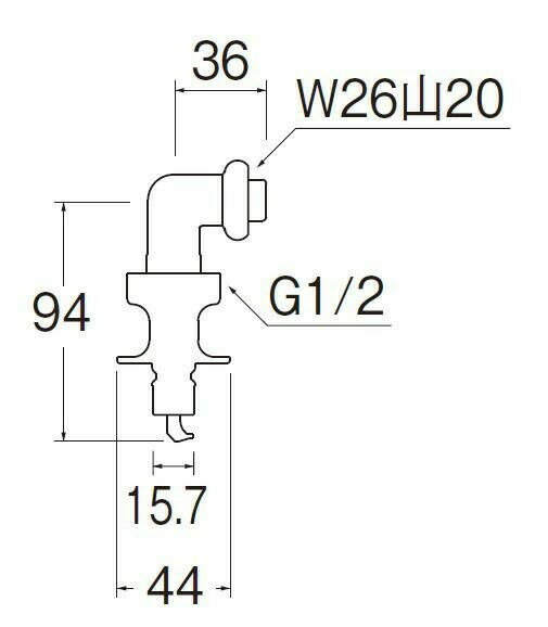 三栄水栓　SANEI　洗濯機用L型ニップル　PY123-40TVX-16 【北海道・沖縄・離島配送不可】