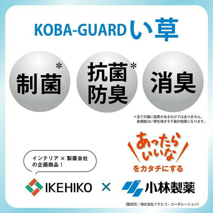 フジックスのKOBA-GUARD コバガード 滑り止めあり い草ラグ 190×190cm グリーン 1060470123504 【北海道・沖縄・離島配送不可】｜アングル2