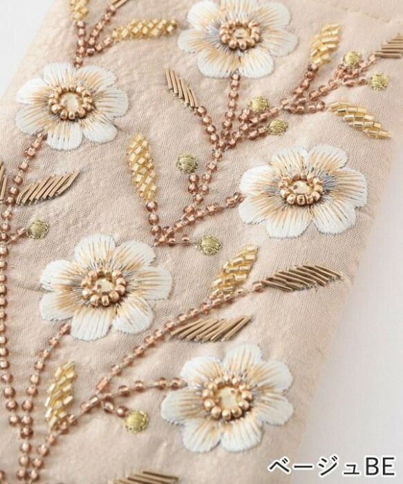 東京かんかん ビーズ刺繍メガネケース ベージュ M42-2494BE 【北海道・沖縄・離島...
