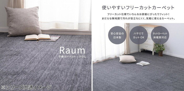 ペットにやさしい平織カーペット ラウム 江戸間2帖 ベージュ 約176×176cm 600017520 【北海道・沖縄・離島配送不可】 [2]