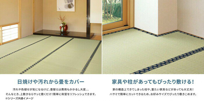 フリーカット裏付き い草カーペット みすず 江戸間6帖 約261×352cm 158004960 【北海道・沖縄・離島配送不可】 [2]