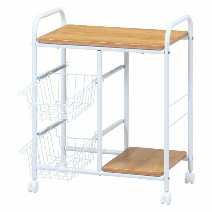 不二貿易 C/D:15424 キッチンワゴン FBC-02-1 WH/NA 15424 【北海道・沖縄・離島配送不可】