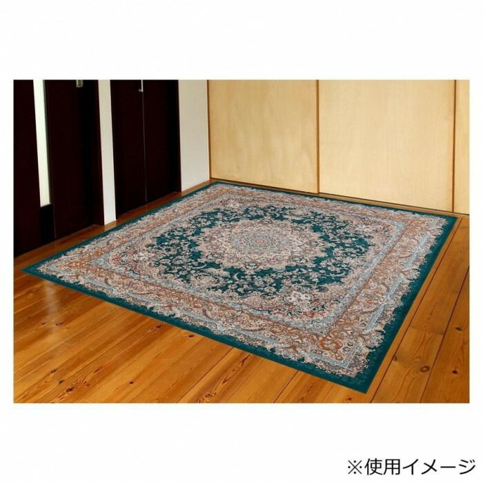 エルディア 転写プリント カーペット グリーン 2畳用 200x200cm ELDIA200GN 【北海道・沖縄・離島配送不可】