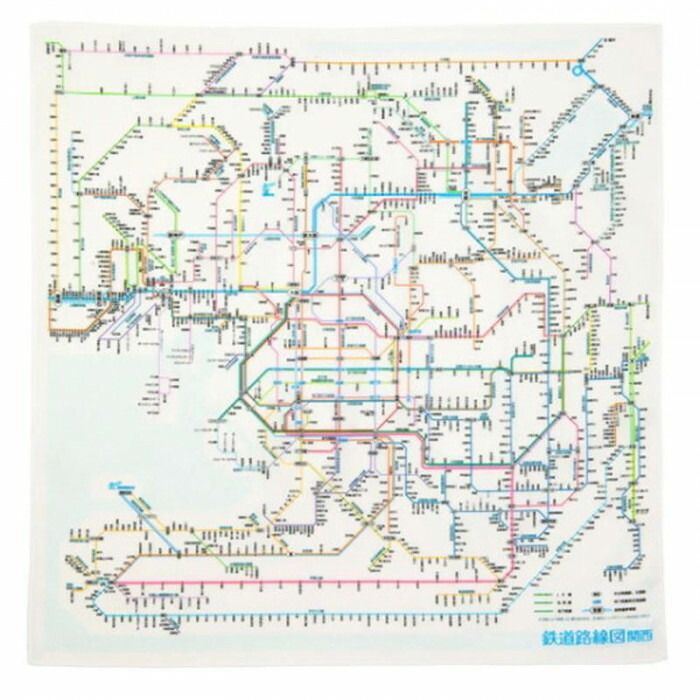 フジックスの東京カートグラフィック 鉄道路線図 ハンカチ関西日本語 RHKJ 【北海道・沖縄・離島配送不可】｜アングル2