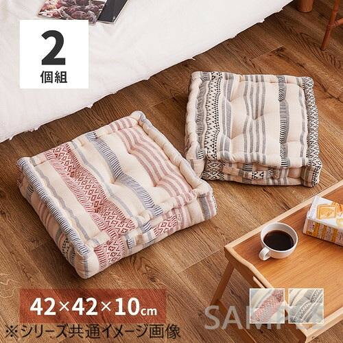 (2個組)インド綿クッキークッション テラ 約42×42×10cm RE 270051970 【北海道・沖縄・離島配送不可】 [2]