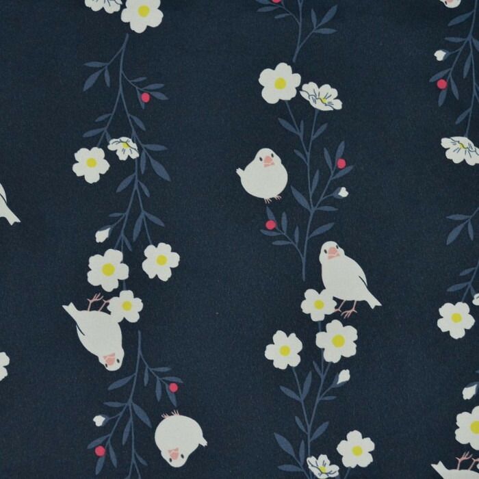 フジックスの三国 裏UVシルバーコーティング雨晴兼用折りたたみ傘　お花と文鳥 ネイビー S2712104 【沖縄配送不可】｜アングル3