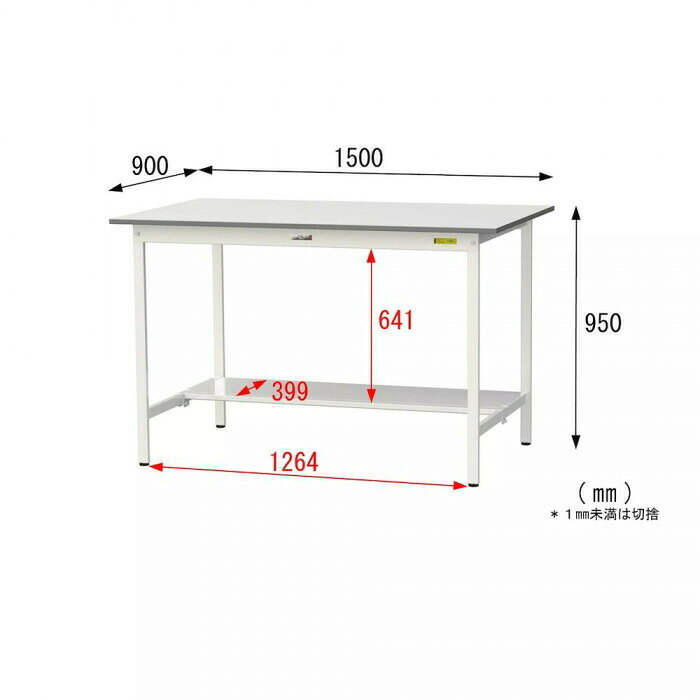 山金工業(YamaTec) SUPH-1590T-WW+UK-1500-W ワークテーブル 150シリーズ 固定(H950mm)(半面棚板付き)+150シリーズ用架台 【北海道・沖縄・離島配送不可】 [2]