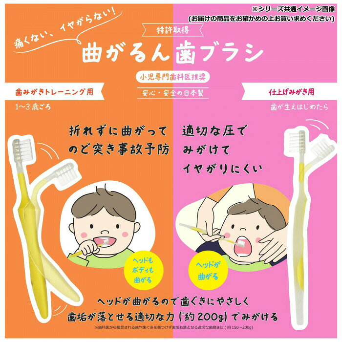 フジックスの日本パフ わんわんベビー 曲がるん歯ブラシベビー トレーニング用｜アングル2