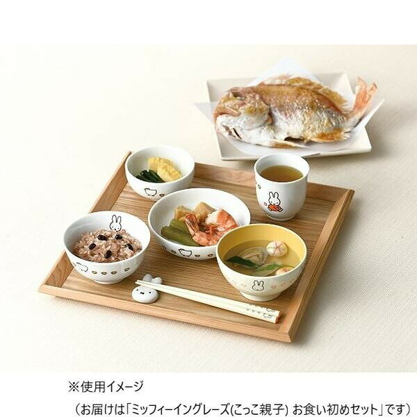 金正陶器 ミッフィーイングレーズ(こっこ親子) お食い初めセット 417721 【沖縄配...