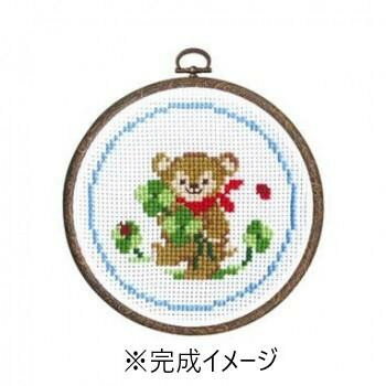オリムパス ししゅうキット　フープ　クマとクローバー 7403 【北海道・沖縄・離島配送不可】