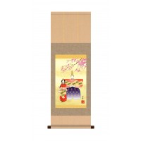 野川 秀華 桃の節句(雛祭り)掛軸 「立雛」 化粧箱入り F6-210 【北海道・沖縄・離島配送不可】
