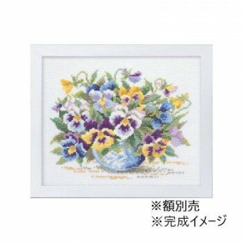 ししゅうキット　7285(白)　やさしい花刺しゅう額　ワイルドパンジー 【北海道・沖縄・離島配送不可】