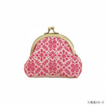 オリムパス　日本の伝統刺繍　こぎんキット　がま口ポーチ　丸型(ベージュ)　36 【北海道・沖縄・離島配送不可】