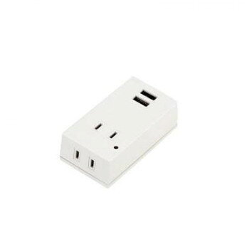 YAZAWA(ヤザワコーポレーション)　雷ガード付フロントタップ型　2AC+2USB2.1A　ホワイト　Y02FSK400WH2U 【北海道・沖縄・離島配送不可】