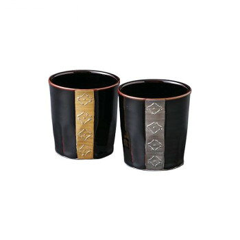 52284 波佐見焼 金銀ライン ペアロックカップ 【北海道・沖縄・離島配送不可】