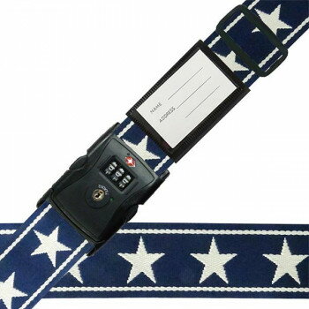 スーツケースベルト TSAベルト ビッグスター柄 紺×白 【北海道・沖縄・離島配送不可】