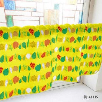カフェカーテン 色んな形 葉っぱ 1000×450mm　黄・41115 【北海道・沖縄・離島配送不可】