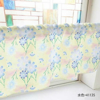 カフェカーテン コスモス 1000×450mm　水色・41135 【北海道・沖縄・離島配送不可】