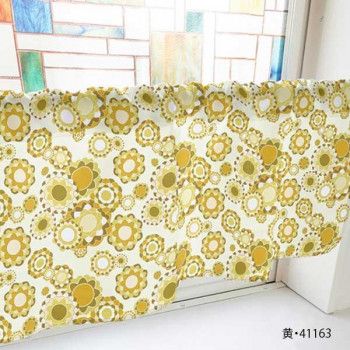カフェカーテン レトロ花 1000×450mm　黄・41163 【北海道・沖縄・離島配送不可】