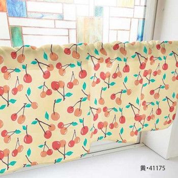 カフェカーテン さくらんぼ 1000×450mm　黄・41175 【北海道・沖縄・離島配送不可】