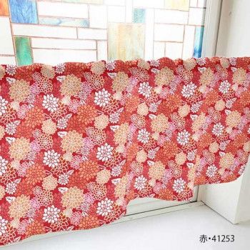カフェカーテン ダリヤ 1000×450mm　赤・41253 【北海道・沖縄・離島配送不可】