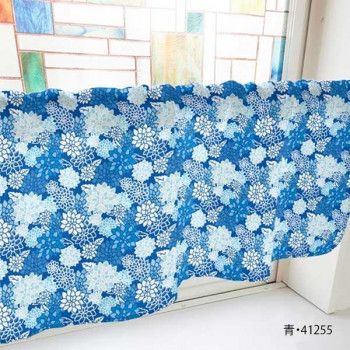 カフェカーテン ダリヤ 1000×450mm　青・41255 【北海道・沖縄・離島配送不可】