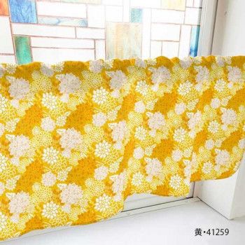 カフェカーテン ダリヤ 1000×450mm　黄・41259 【北海道・沖縄・離島配送不可】
