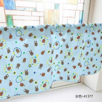 カフェカーテン カブトムシ クワガタ セミ 1000×450mm　水色・41377 【北海道・沖縄・離島配送不可】