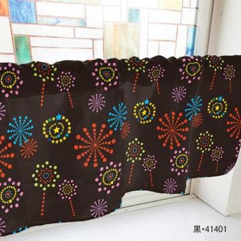 カフェカーテン 花火 1000×450mm　黒・41401 【北海道・沖縄・離島配送不可】