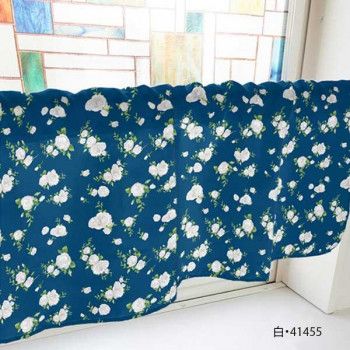 カフェカーテン バラ 1000×450mm　白・41455 【北海道・沖縄・離島配送不可】