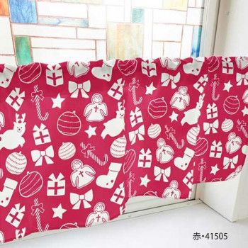 カフェカーテン オーナメント 1000×450mm　赤・41505 【北海道・沖縄・離島配送不可】