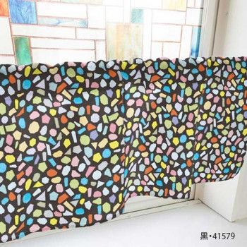 カフェカーテン タイル 1000×450mm　黒・41579 【北海道・沖縄・離島配送不可】