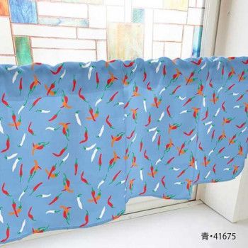 カフェカーテン 唐辛子 1000×450mm　青・41675 【北海道・沖縄・離島配送不可】