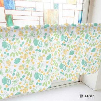 カフェカーテン ベリー 1000×450mm　緑・41687 【北海道・沖縄・離島配送不可】