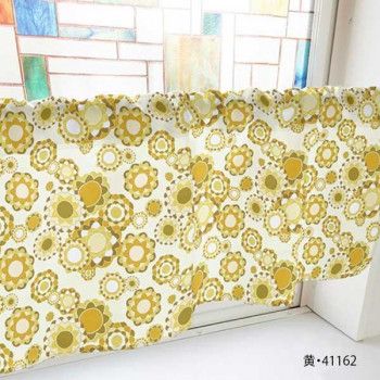 カフェカーテン レトロ花 800×450mm　黄・41162 【北海道・沖縄・離島配送不可】
