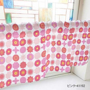カフェカーテン モチーフ 800×450mm　ピンク・41192 【北海道・沖縄・離島配送不可】