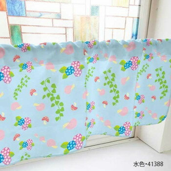 カフェカーテン カタツムリ アジサイ ツタ 800×450mm　水色・41388 【北海道・沖縄・離島配送不可】
